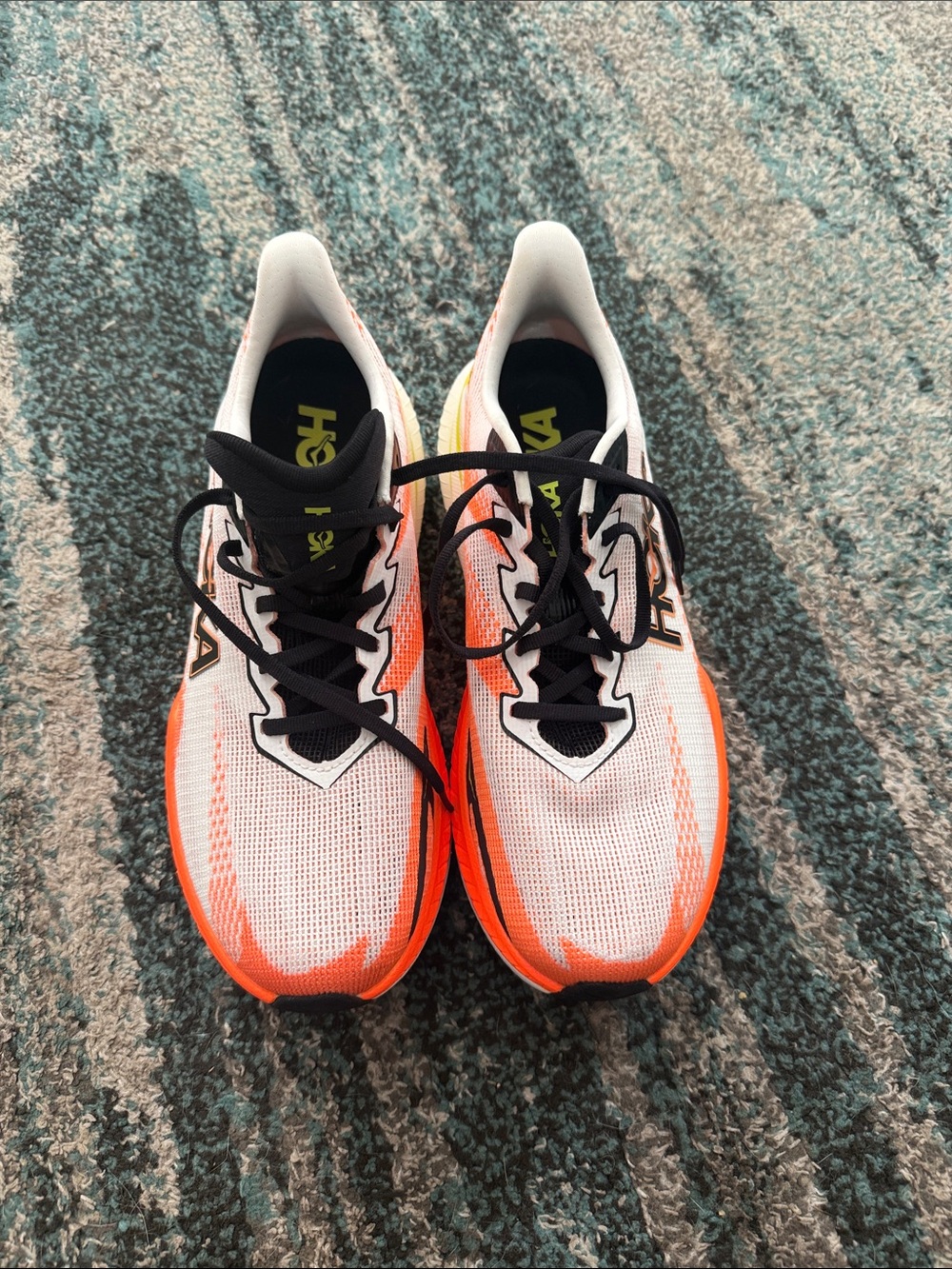 Hoka Mach x3 Men's White & Orange Lightweight Running Trainers